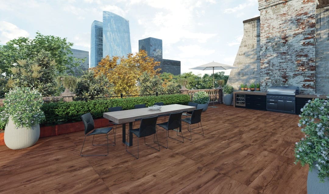 Carrelage extérieur Carrelage effet bois ép. 20 mm, Castelvetro  Woodland, Cherry 30×160 cm